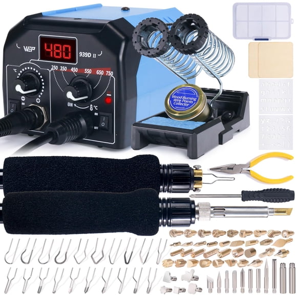 Kit de pirograbado WEP 939D-II 2 en 1 110V, 86 piezas