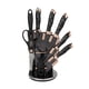 thumbnail image 1 of Set Cuchillos De Cocina 9 Piezas Con Base Giratoria Marmoleado Negro Plateado, 1 of 3