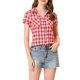 thumbnail image 1 of INSPIRE CHIC Camisas de Cuadros para Mujer Cuello en Punta Abotonado Blusas de Regreso a Clases Rojo Blanco M, 1 of 7