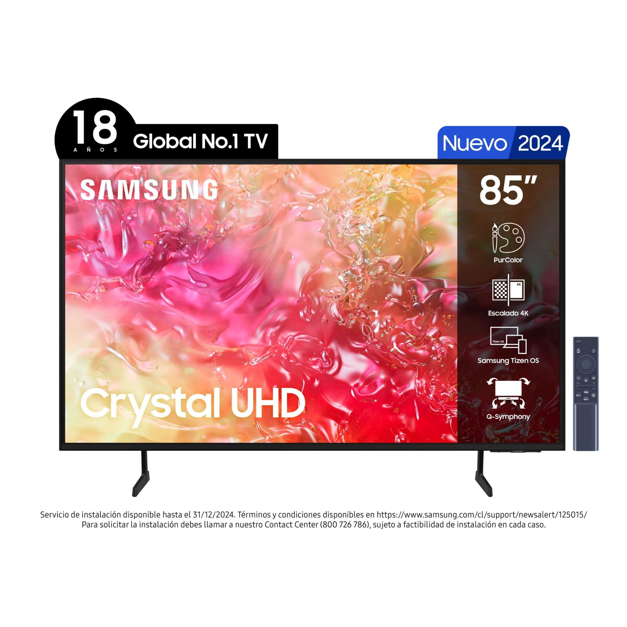 Televisor 85" Led 4k Uhd Un85du7000gxzs Smart Tv Samsung
