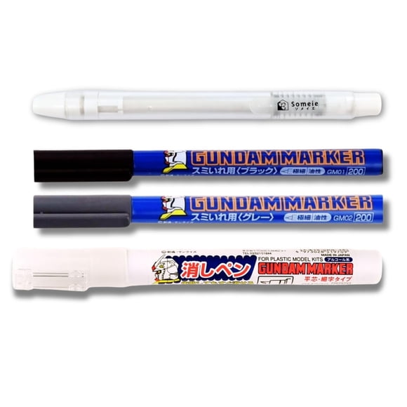 Set de marcadores Someie Gundam negro y gris + borrador