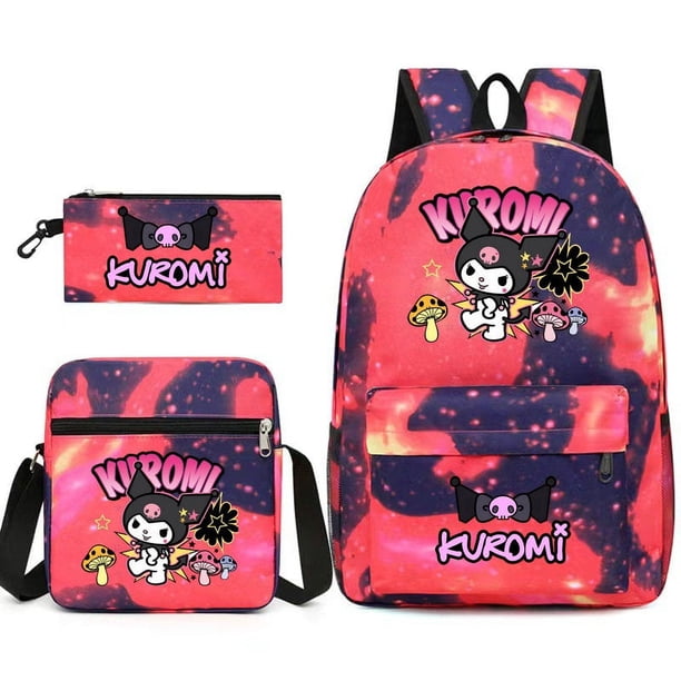 3pcs/Set MINISO Kuromi Kids Backpack Cartoon Print Primary school Pencil Case Boy Girl Shoulder Bag Children Schoolbag Gift