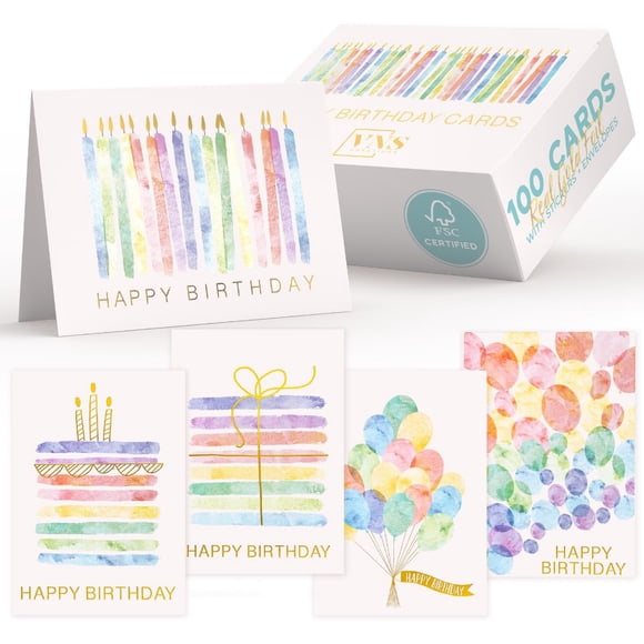 Tarjetas De Cumpleaños Paquete De 100 Unidades Surtido 4 X 6