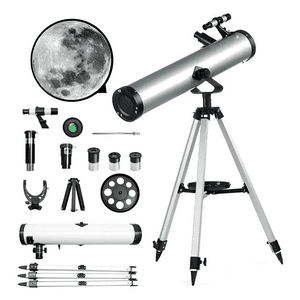Genérica - Telescopio Astronómico Profesional Reflect Hd 700 Mm X 76Mm Plata Regalos De Cumpleaños / Vacaciones / Navidad.