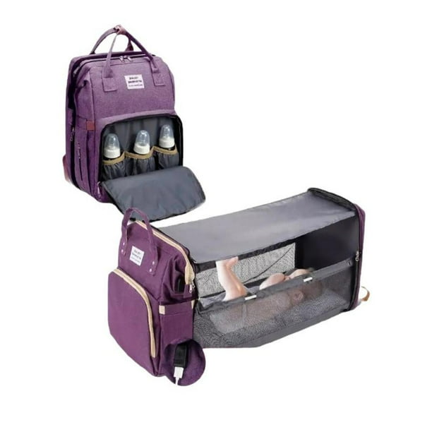 Mochila Pañalera Maternal En Con Mudador Morada By LuBabycas