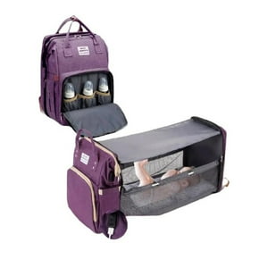 Mochila Pañalera Maternal 3 En 1 Con Mudador Morada By Lubabycas