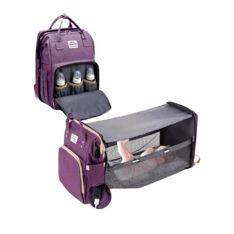 Mochila Pañalera Maternal 3 En 1 Con Mudador Morada By Lubabycas