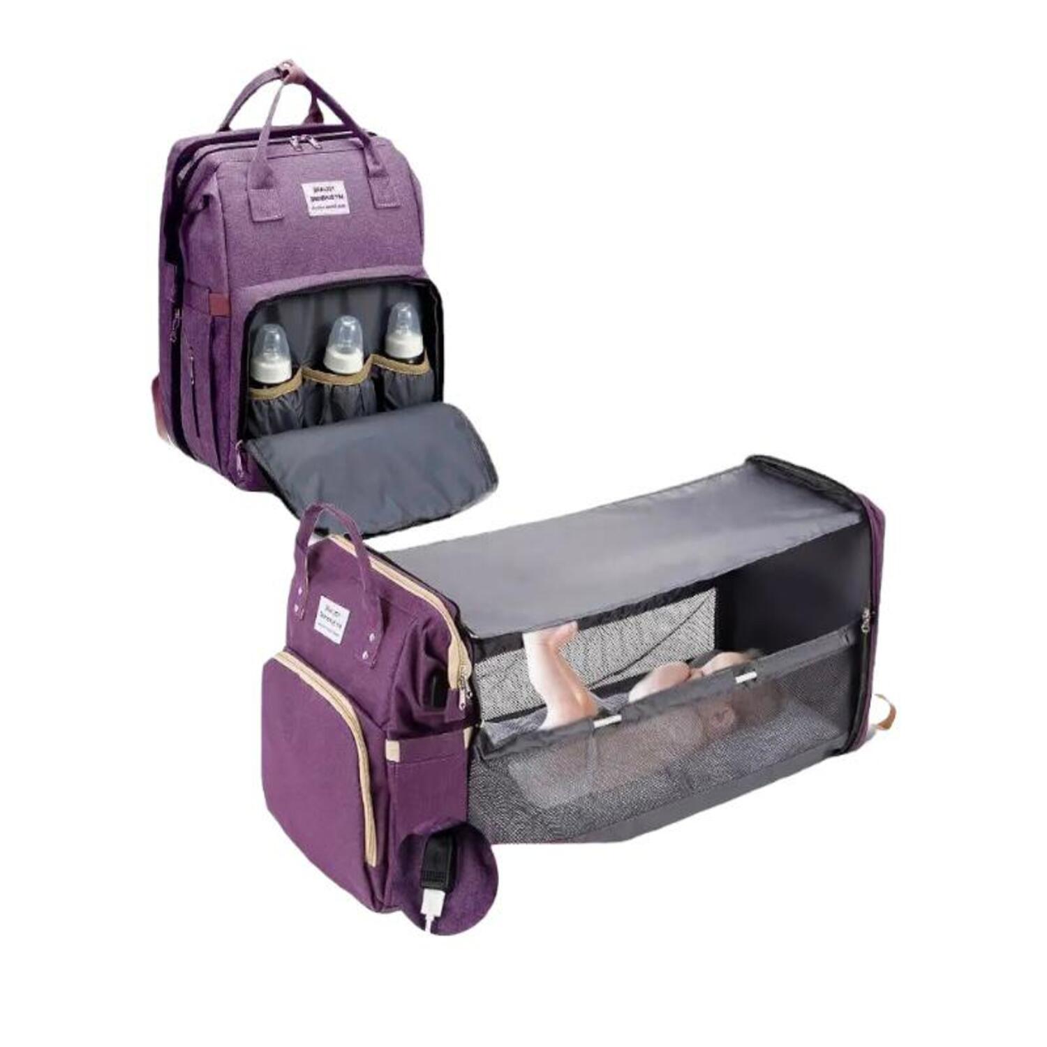 Mochila Pañalera Maternal 3 En 1 Con Mudador Morada By Lubabycas