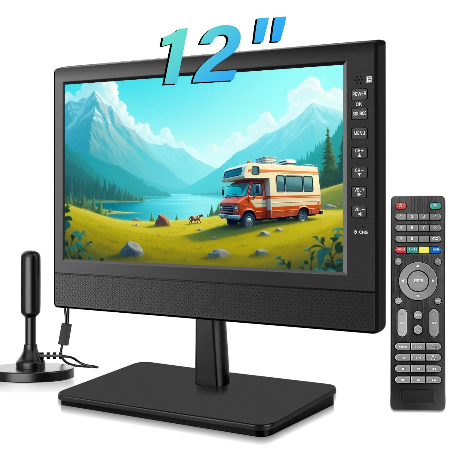 Televisor Portátil De Pantalla Plana Jexiop De 12 Pulgadas Con Sintonizador Digital Hdmi Usb