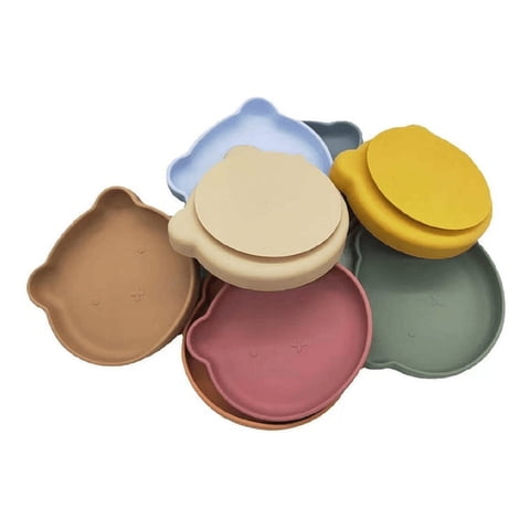 Genérico - Set 2 Platos Diseño Oso Silicona Antideslizante Niños Lau
