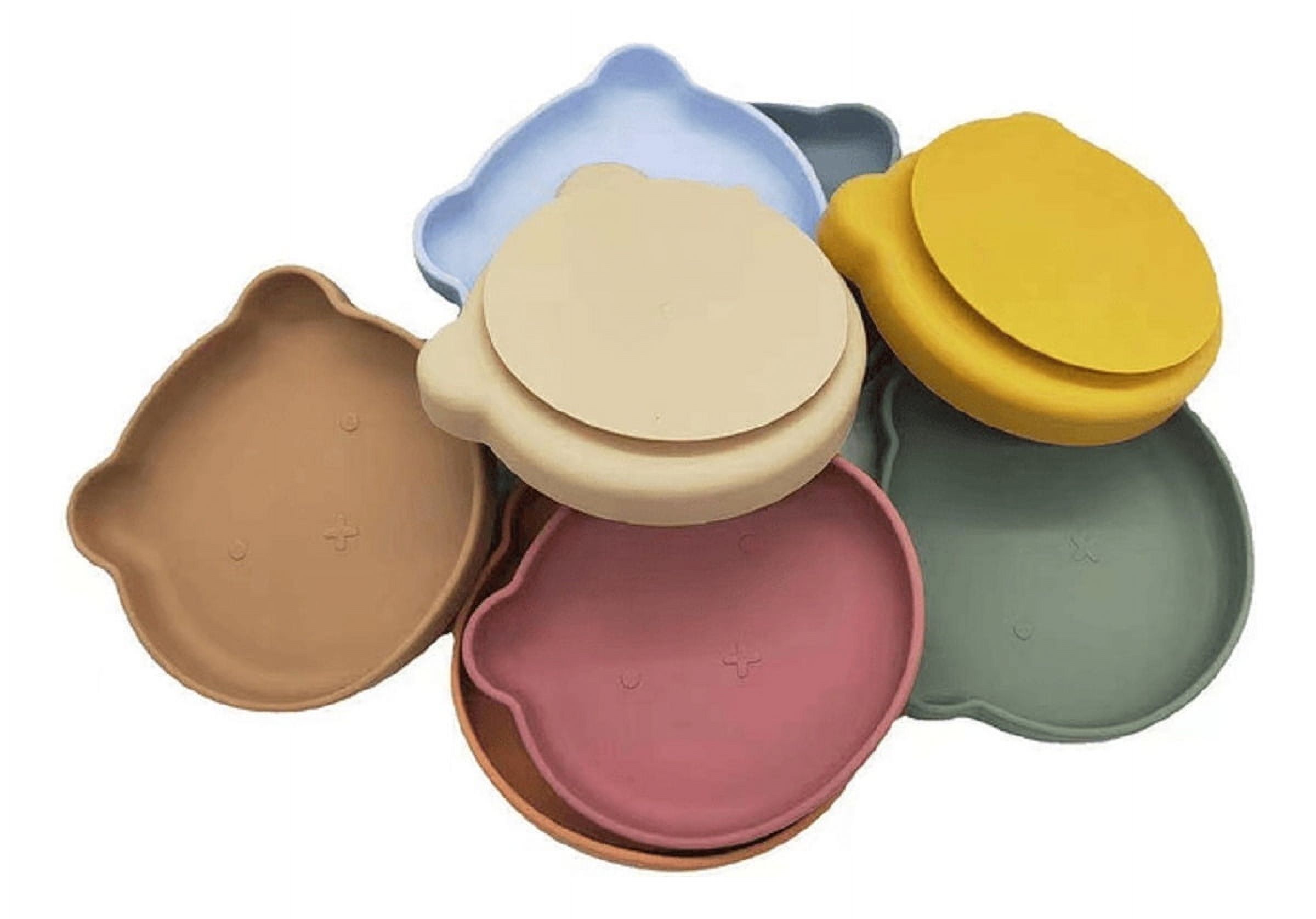 Genérico - Set 2 Platos Diseño Oso Silicona Antideslizante Niños Lau