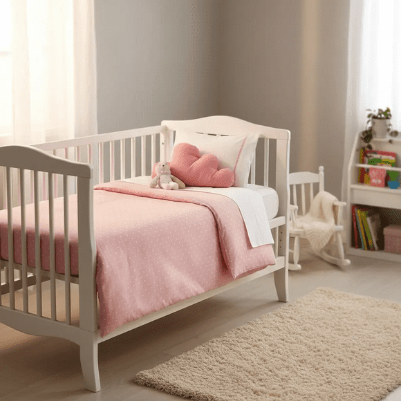 Set Cuna Colecho Rosado Puntitos 50x85 cms.