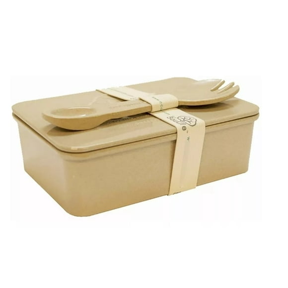 Contenedor con Cuchara Biodegradable, Reutilizable – Hecho de Cáscara de Arroz - Ecosoulife