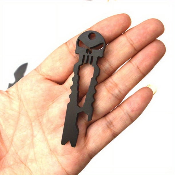 1pc, Multifunctional Bottle Opener, Stainless Steel Skull Head Bottle Opener, Horror Can Opener Keychain Pendant, Screwdriver, For Beer, Juice Opening, Kitchen Gadgets, Kitchen Stuff, Kitchen Accessor