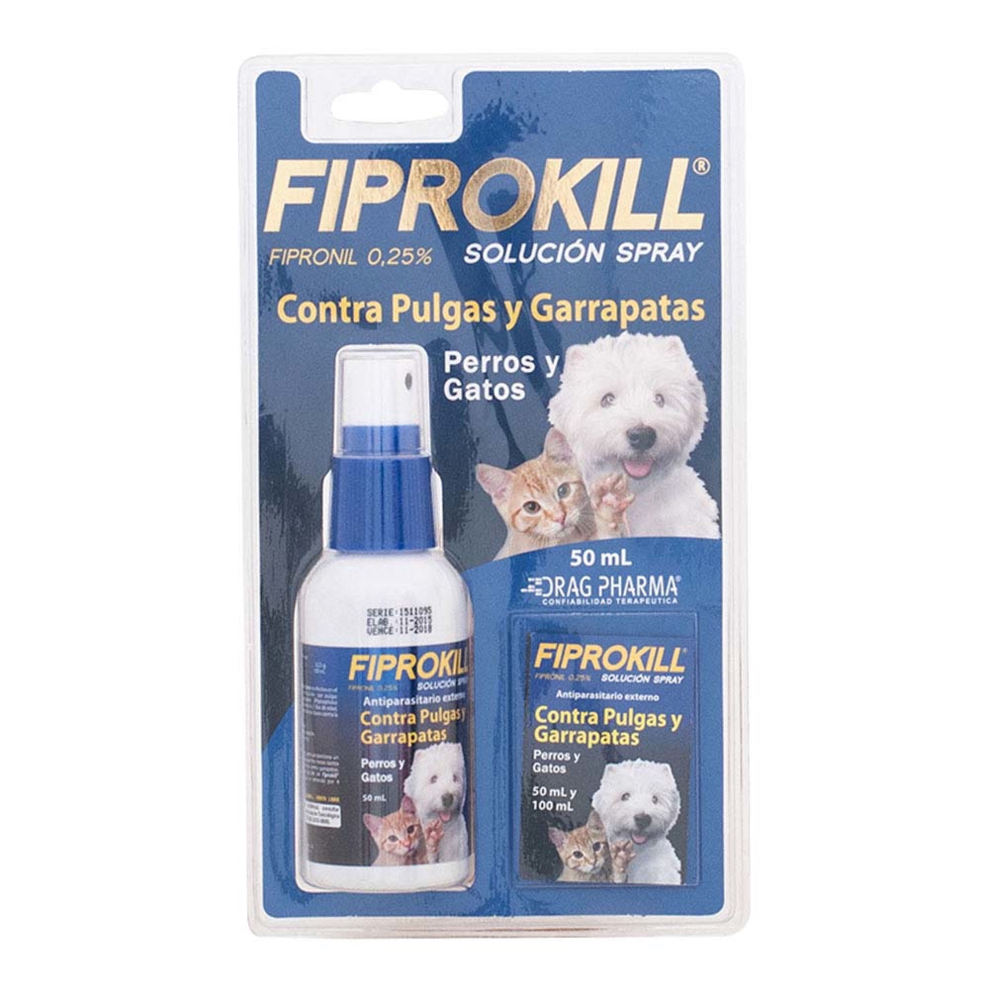 Antiparasitario Para Perro Y Gato Spray Externo 50 ml Fiprokill