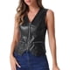 thumbnail image 1 of Chaleco Vintage de Cuero Sintético para Mujer INSPIRE CHIC con Escote en V, Sin Mangas, Cremallera, Talla XL Negro, 1 of 6