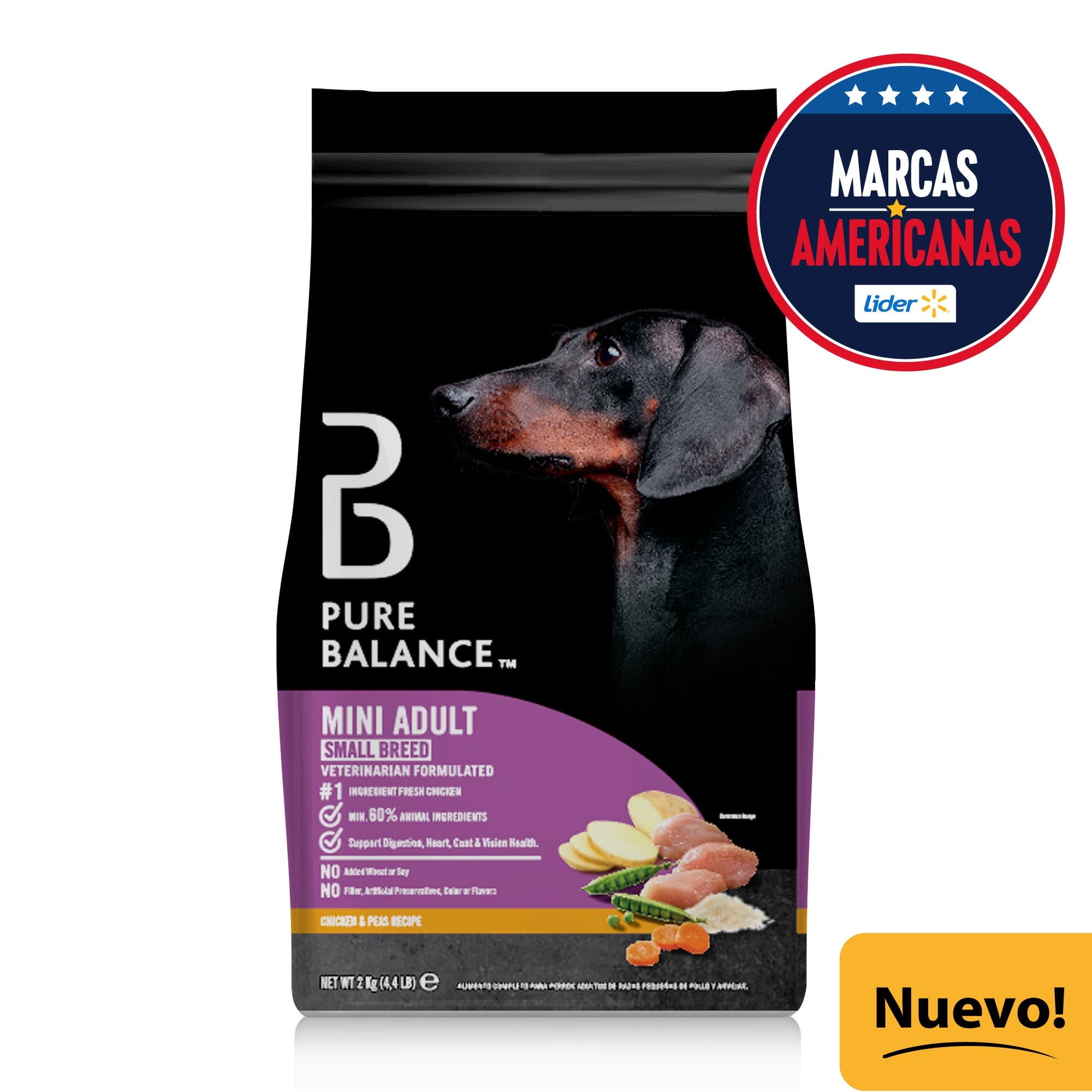 Alimento Seco Perro Adulto Raza Pequeña De Pollo Y Arvejas 2 kg Pure Balance