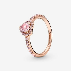 Anillo Pandora Corazón Elevado Brillante Rosa 14K Oro Rosa
