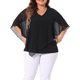 thumbnail image 1 of Agnes Orinda Blusas de Mujer Tallas Grandes Cuello en V Camisa Suelta Doble Capa de Chifón 2X Negro, 1 of 6