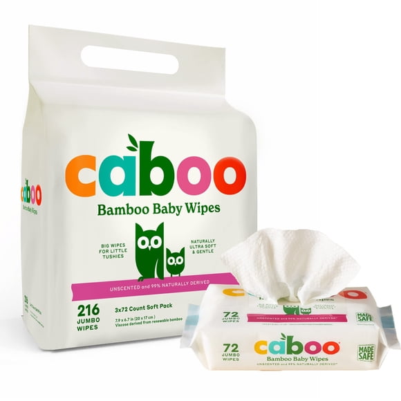 Toallitas para bebés Caboo, 216 unidades, sin perfume, de bambú ecológico