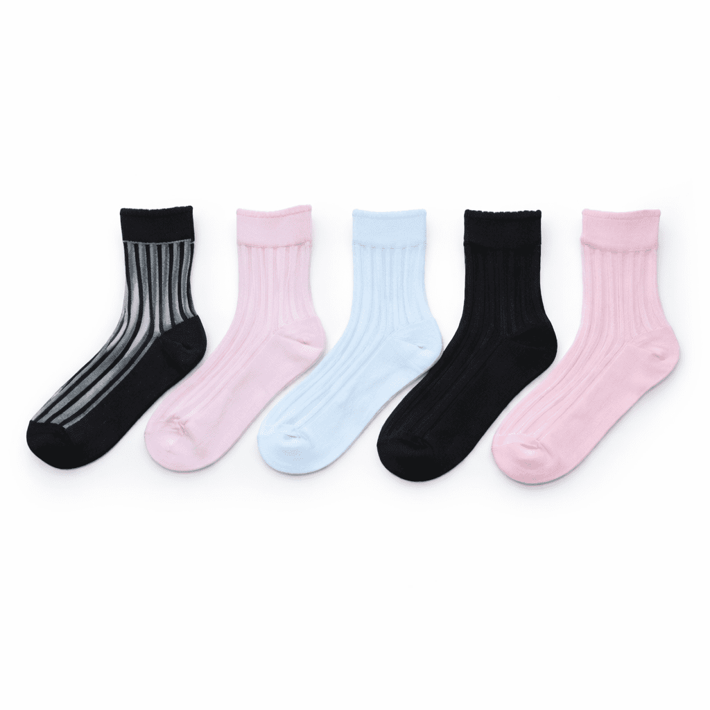 Nils Wensioe - Pack Calcetines Crew Mujer Transparentes Diseño Confort Diario