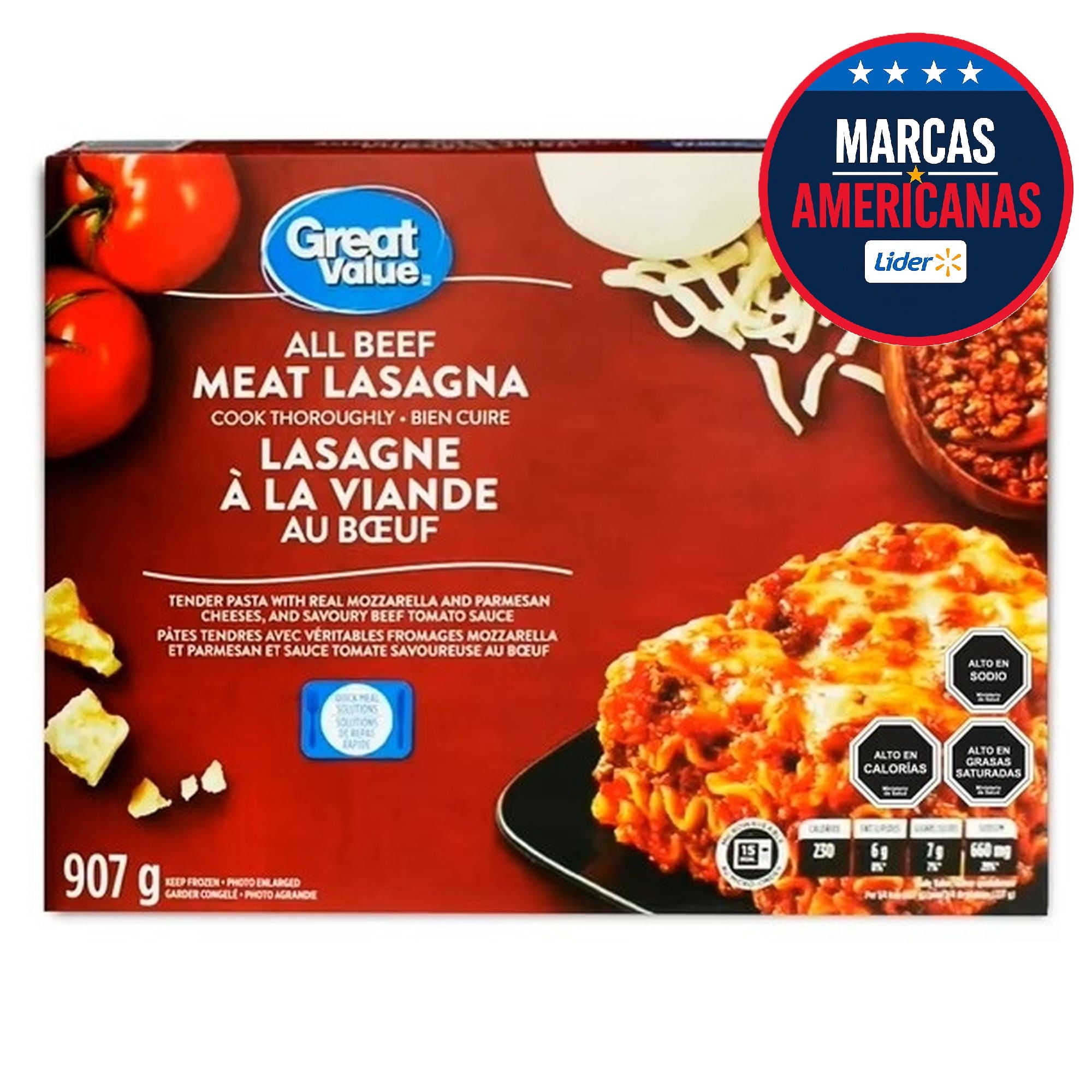 Plato Preparado Lasaña Con Carne Familiar 907 g Great Value