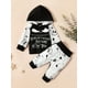 thumbnail image 2 of 2pcs Baby Boy's Skull Ghost Face Letter Print Halloween Costume - Hoodie & Pants Set, 2 of 3