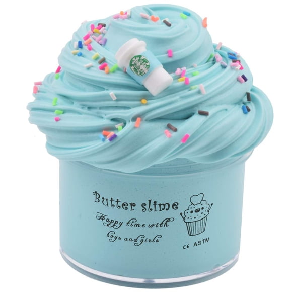 Manteca de café con leche Slime HappyTimes con aroma a lima azul con taza de café