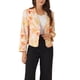thumbnail image 1 of INSPIRE CHIC Blazer de regreso a clases para mujer, chaqueta de traje corta de verano, abierta al frente, beige con estampado floral naranja, talla XS, 1 of 6