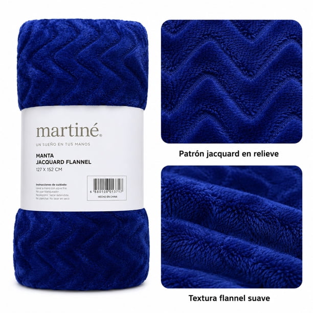 Manta Martiné Flannel Jacquard Ondas 127x152 cm Azul