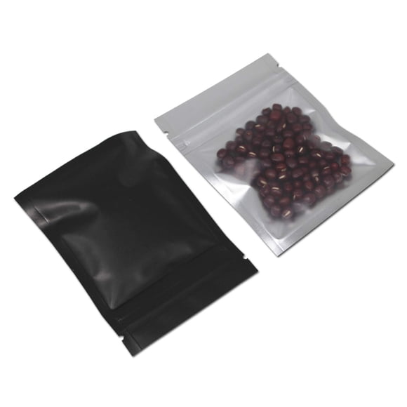 Bolsas Mylar PABCK, transparente, negro mate, 7,4 x 10 cm (6,4 x 6,9 cm), 100 unidades