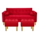 thumbnail image 1 of Sofa Retro 3c + 2 Pouf Felpa 01 Rojo, 1 of 6
