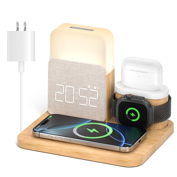Estación de carga despertador 7 en 1 inalámbrica para iPhone