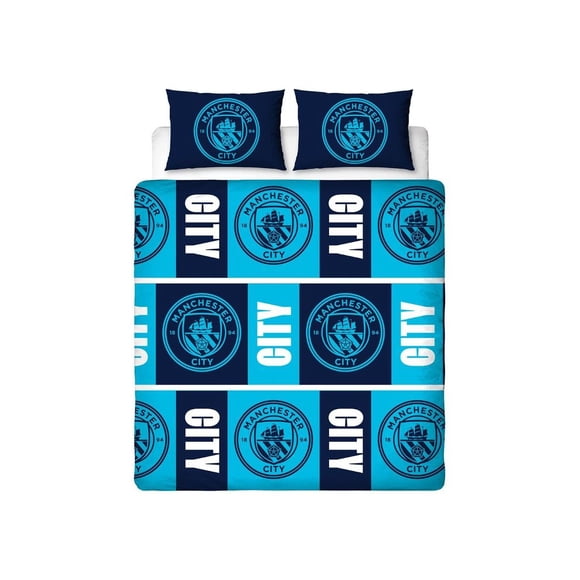 Manchester City FC Flashy Official Double Duvet Cover and Pillowcase Set