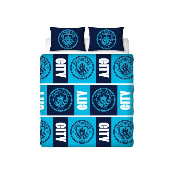 Manchester City FC Flashy Official Double Duvet Cover and Pillowcase Set