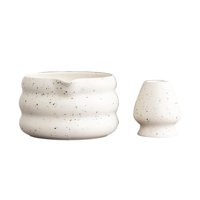 Bothyi - Cuenco Tradicional Para Matcha Con Soporte Para Batidor, Cuenco De Té Para Sala De Estar, Color Blanco, 2 Uds.