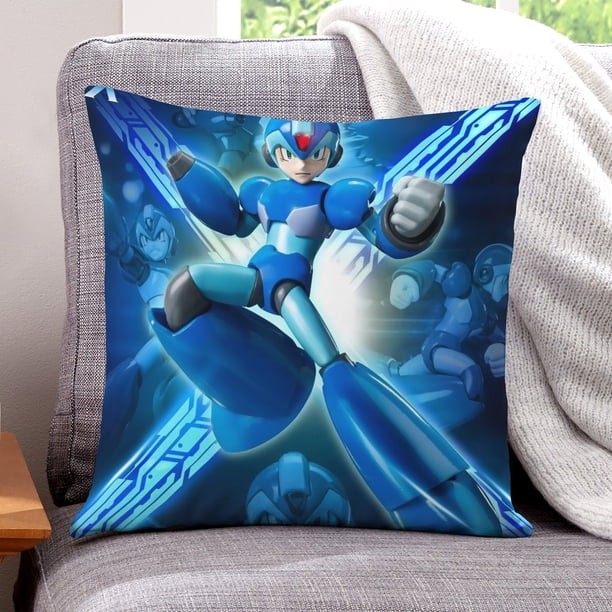Mega Man Fundas de almohada de terciopelo con tema, regalos de funda de almohada, decoración para el hogar, cojín de lanzar, regalo de cumpleaños para fans y parejas.40*40cm.