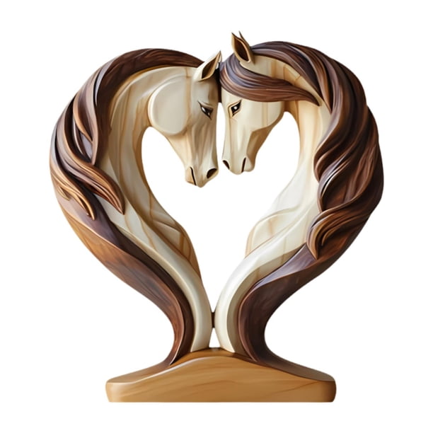 Adorno decorativo de caballo, artesanía de madera, regalo de inauguración de la casa, artesanías de caballos amorosos, decoración de escritorio para