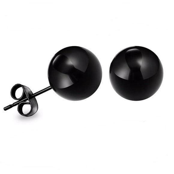 Aros Esferas 5mm Negras Hipoalergénica