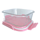thumbnail image 1 of Tupper vidrio hermético cuadrado 800 ml, tapa rosa, 1 of 3