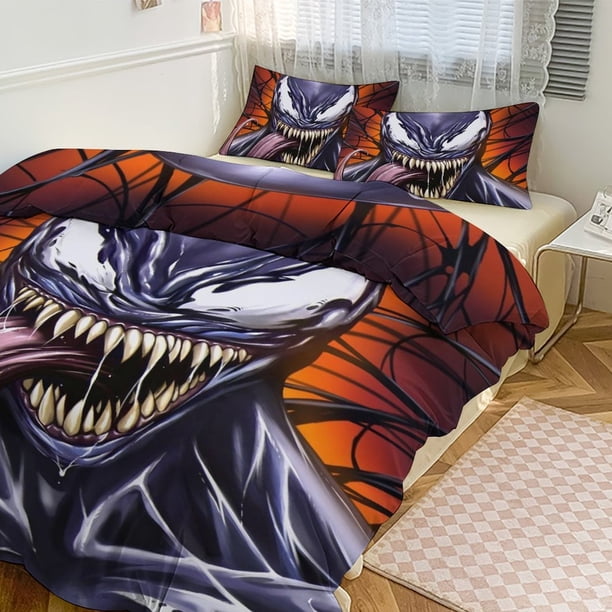 Venom Print Bedding Set Pattern Duvet Cove Set 3 Pieces 1 Quilt Cover And 2 Pillowcases for Women Men Teens
