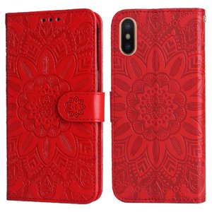 Funda Tipo Cartera Foxdock Para Iphone X/Xs , Diseño Girasol En Relieve, Cuero Pu, Cierre Magnético, Soporte Y Tarjetero