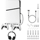 thumbnail image 1 of Kit de montaje de pared 6 en 1 para PS5 Silm Compatible con la consola PlayStation 5 Silm (disco y edición digital) Con cable de carga magnético Soporte de mando desmontable-Blanco, 1 of 7