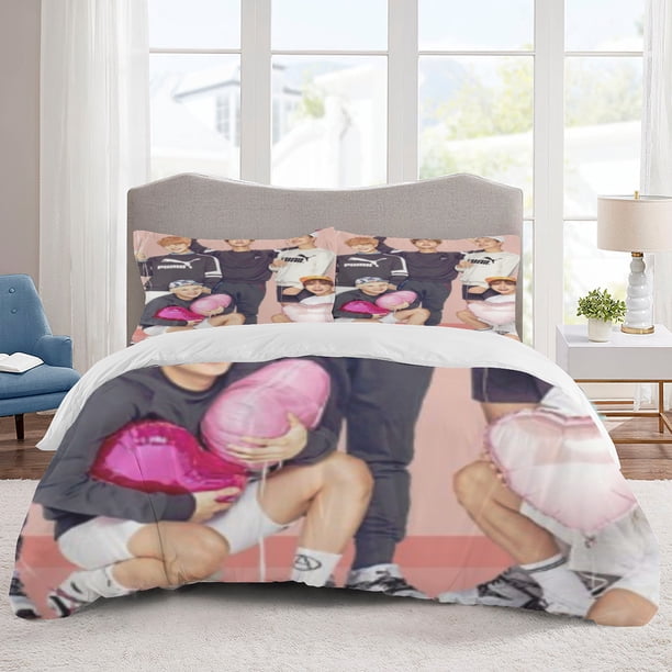 BTS Bedding Sets Cartoon Duvet Cover Lightweight 3 Piece Bet Sets for Kids Boys Girls