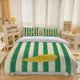 thumbnail image 1 of 3pcs Lemon Wedges with Yellow And White Pulp on a Fresh Green Striped Background Three-Piece Set Soft And Comfortable Bedding Set, 1 of 5