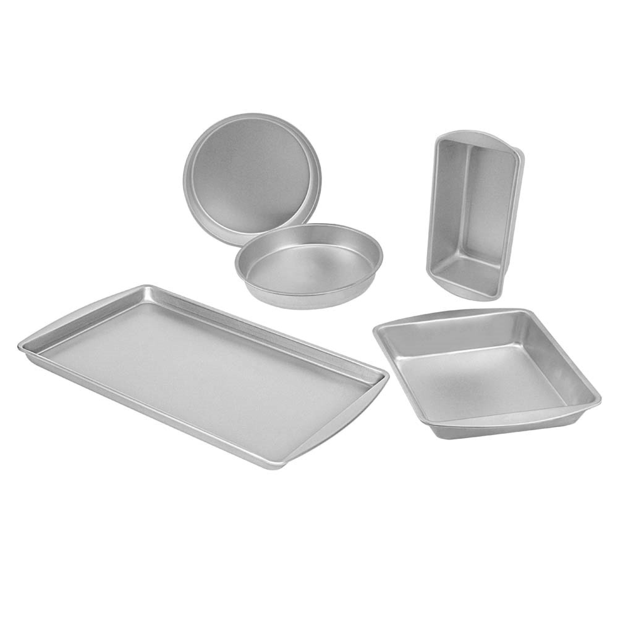 Set De Molde Para Hornear 5 Piezas Tin Plateado