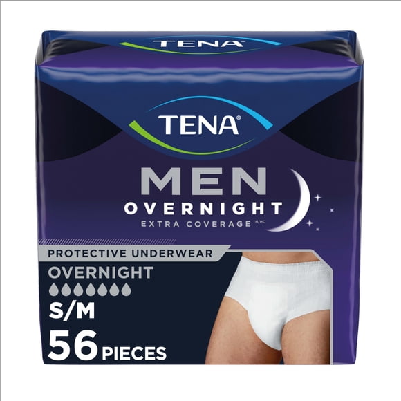 Ropa interior TENA Overnight Extra Coverage para hombre, talla S/M
