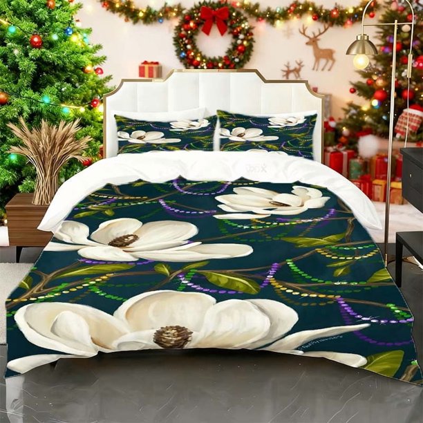 Magnolia Wallpaper Picture Printed Duvet Cover Set Bedding Soft Duvet Cover + 2 Pillowcases Suitable for All Seasons Ideal for Home Bedroom And Guest Room