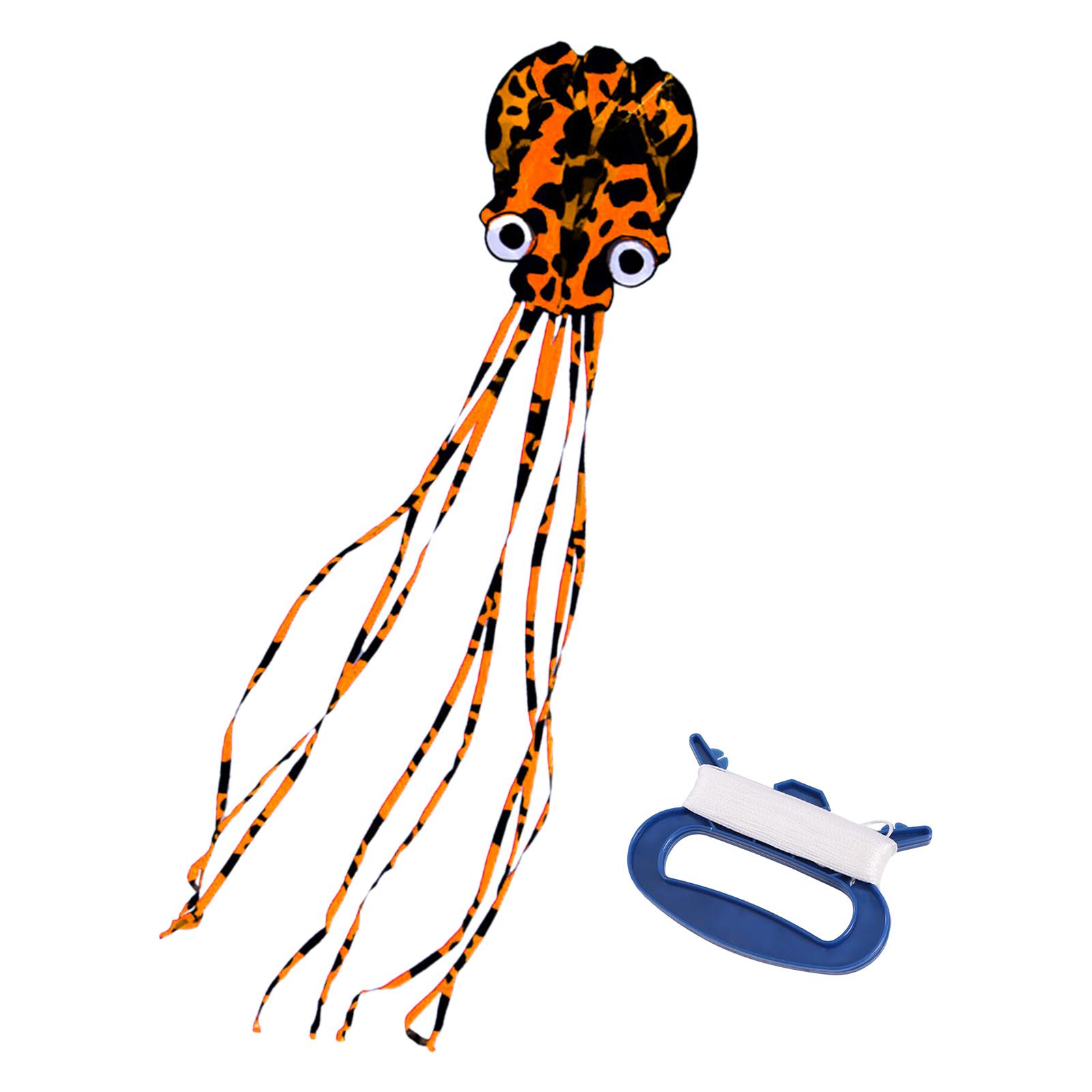 Bothyi - Hermosas Cometas Grandes De Pulpo Suave Con Línea De Vuelo De 30 M Para Park Beach Orange Black