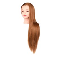 Ioensy - Cabeza De Entrenamiento De Cabello Pelo Largo Para Estudiantes De Escuela De Cosmetología Diy Barbería Oro Con Maquillaje